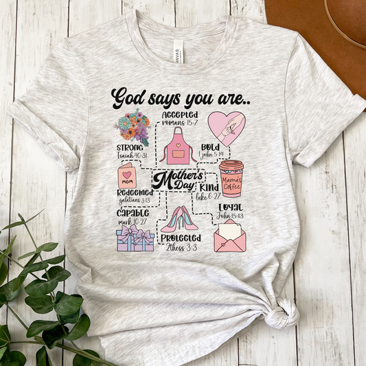 God Says You Are... Mothers Day Full Color DTF Transfer