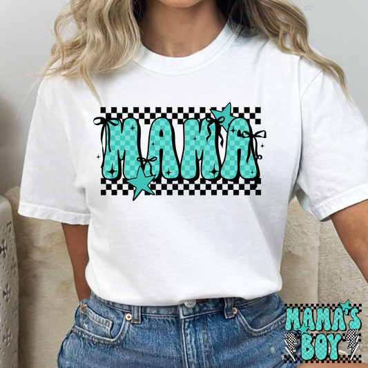 Mama Blue Checkered (Mama's Boy Option) Full Color DTF Transfer
