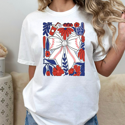 Boho Baseball Bow Collage Full Color DTF Transfer