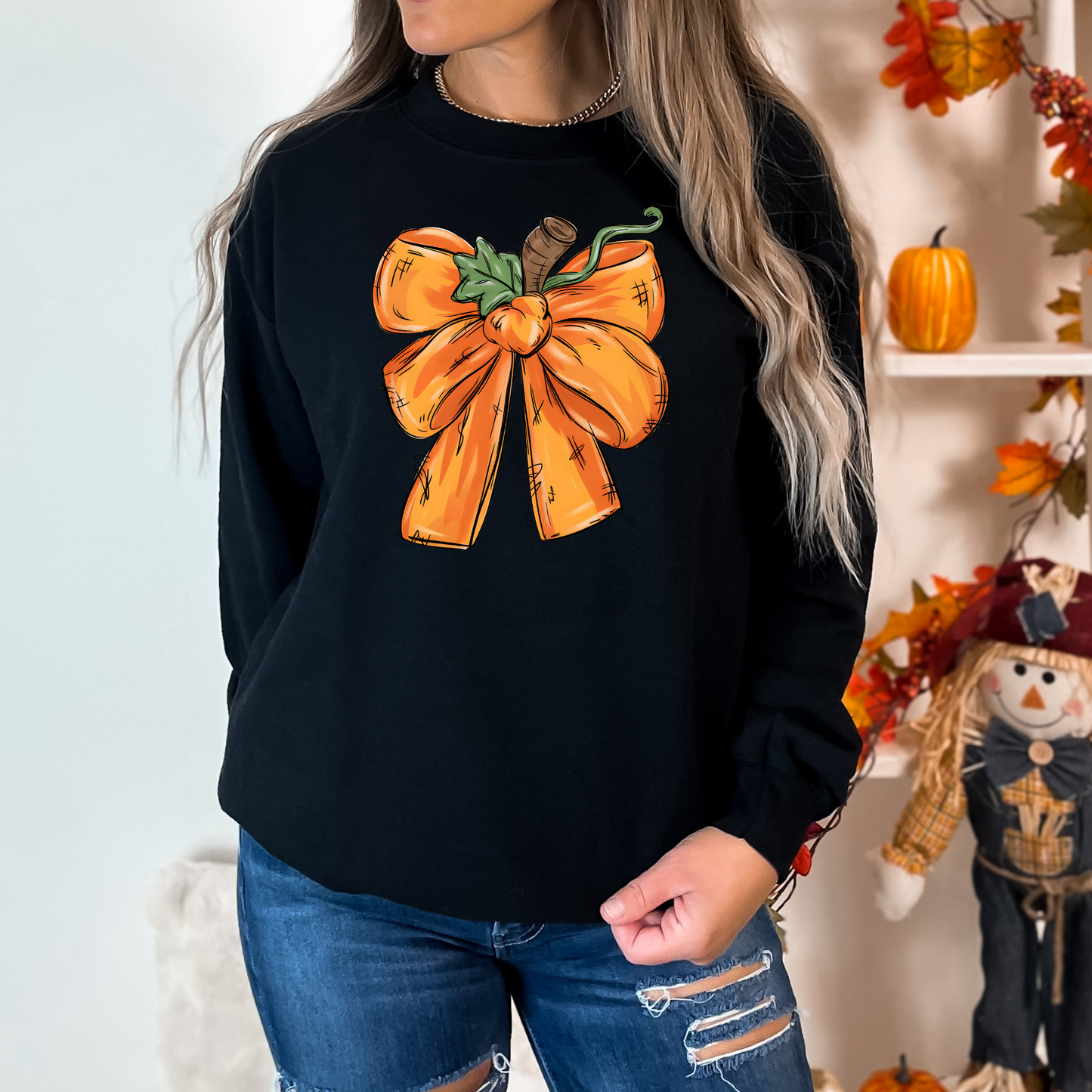 Pumpkin Bow Full Color DTF Transfer