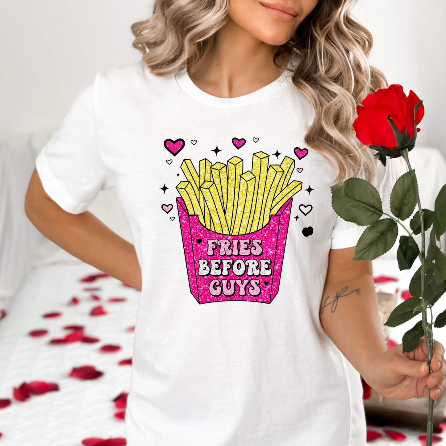 Fries Before Guys (Faux Glitter) Full Color DTF Transfer