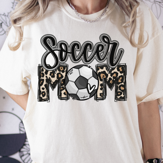 Soccer Mom Leopard Letters Full Color DTF Transfer