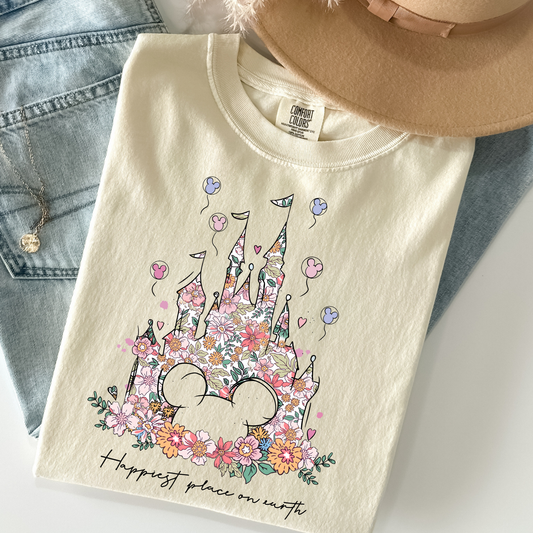 Floral Castle Happiest Place On Earth Full Color DTF Transfer