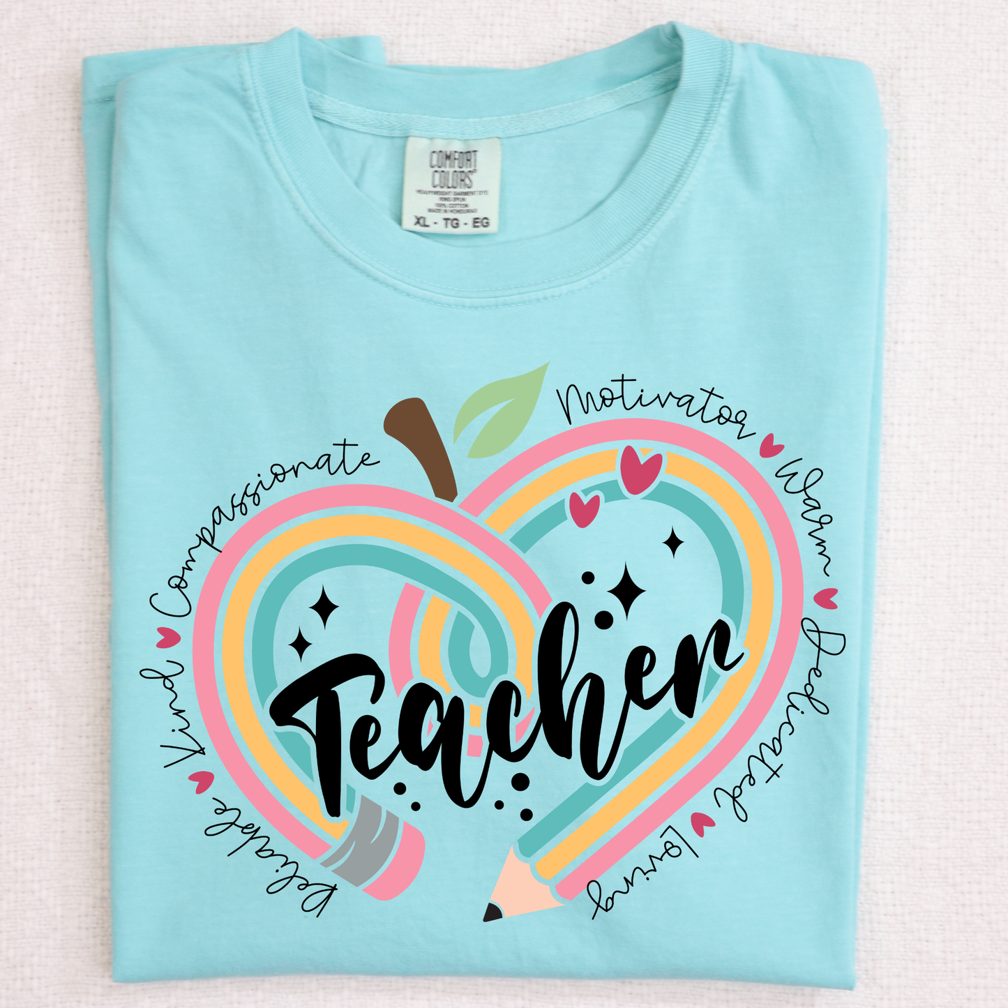 Teacher (Heart Shaped Pencil) Full Color DTF Transfer