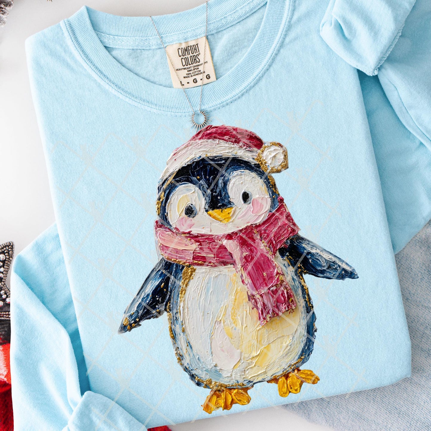 Christmas Penguin (Faux Hand Painted) Full Color DTF Transfer