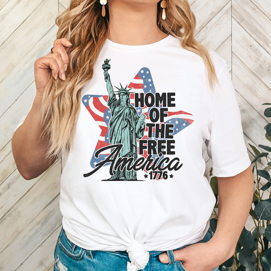 Home of The Free American 1776 (Statue of Liberty w/Star Background) Full Color DTF Transfer