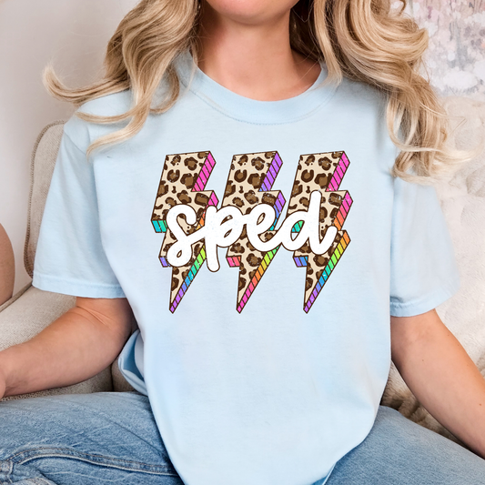 SPED Multi Color Leopard Lighting Bolts Full Color DTF Transfer
