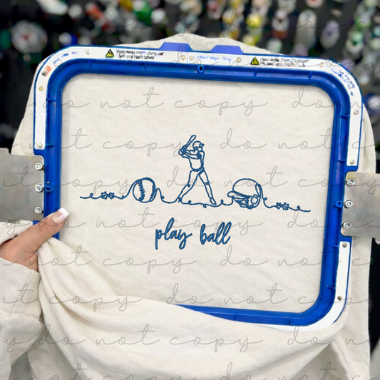 Play Ball (Line Art) Embroidered Sweatshirt/T-Shirt