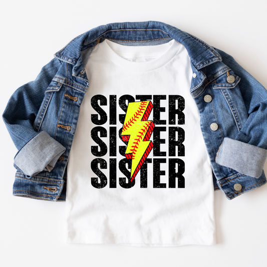 Sister Sister Sister Lighting Bolt Full Color DTF Transfer