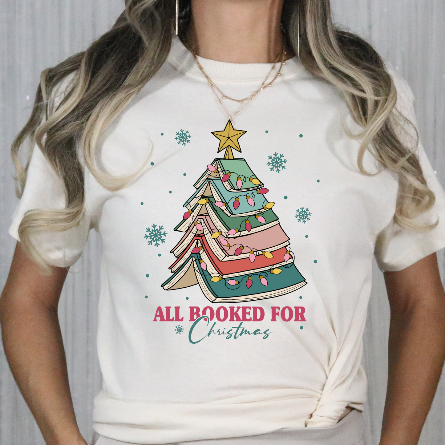 All Booked For Christmas (Book Christmas Tree) Full Color DTF Transfer