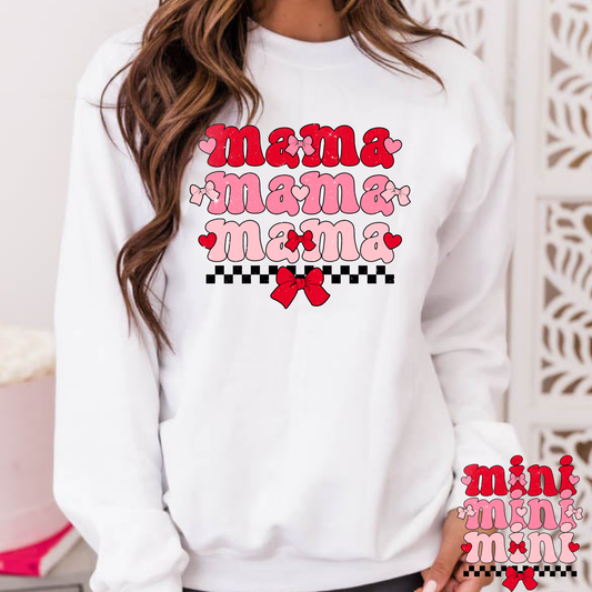 Mama Mini Valentine (Bows) Full Color DTF Transfer