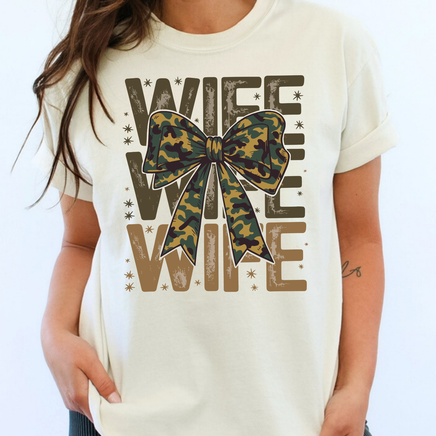 Camo Bow Wife Full Color DTF Transfer