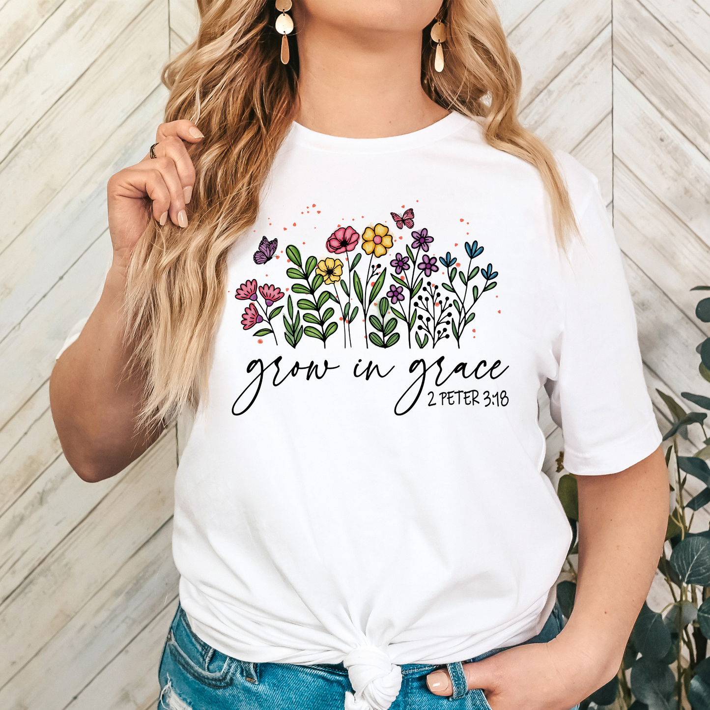 Grow In Grace (Floral) 2 Peter 3:18 Full Color DTF Transfer