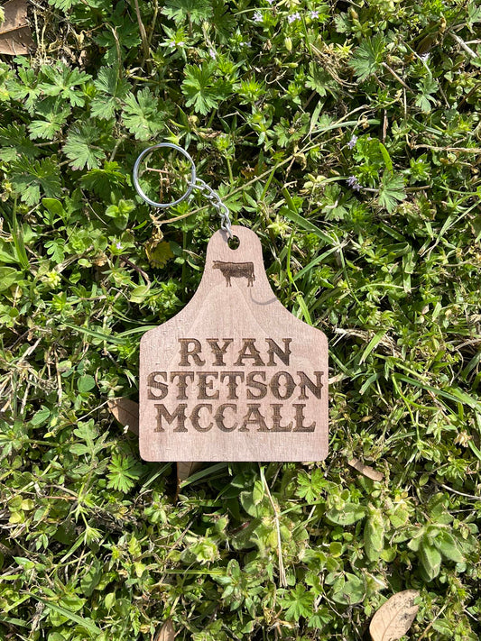 Wooden Cow Tag Bag Tag