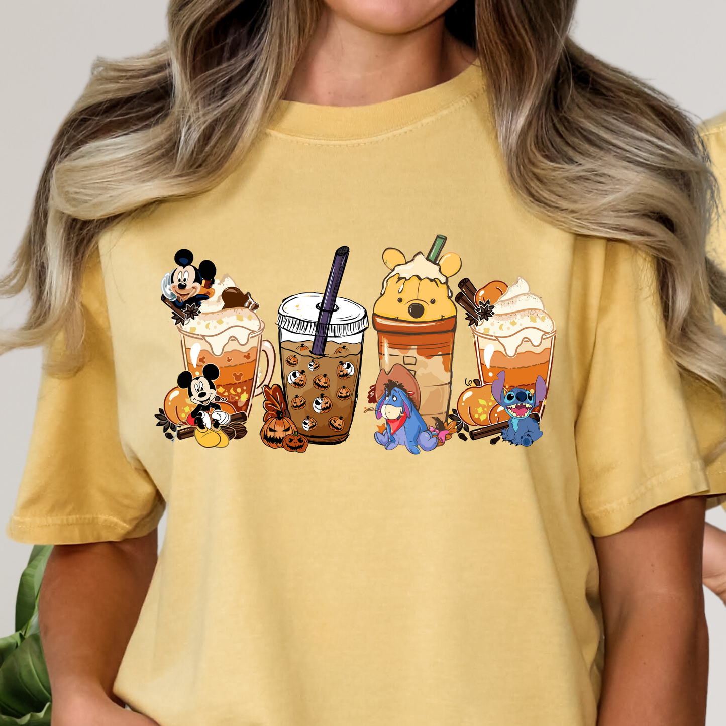 Winnie The Pooh & Friends Fall Coffee Full Color DTF Transfer