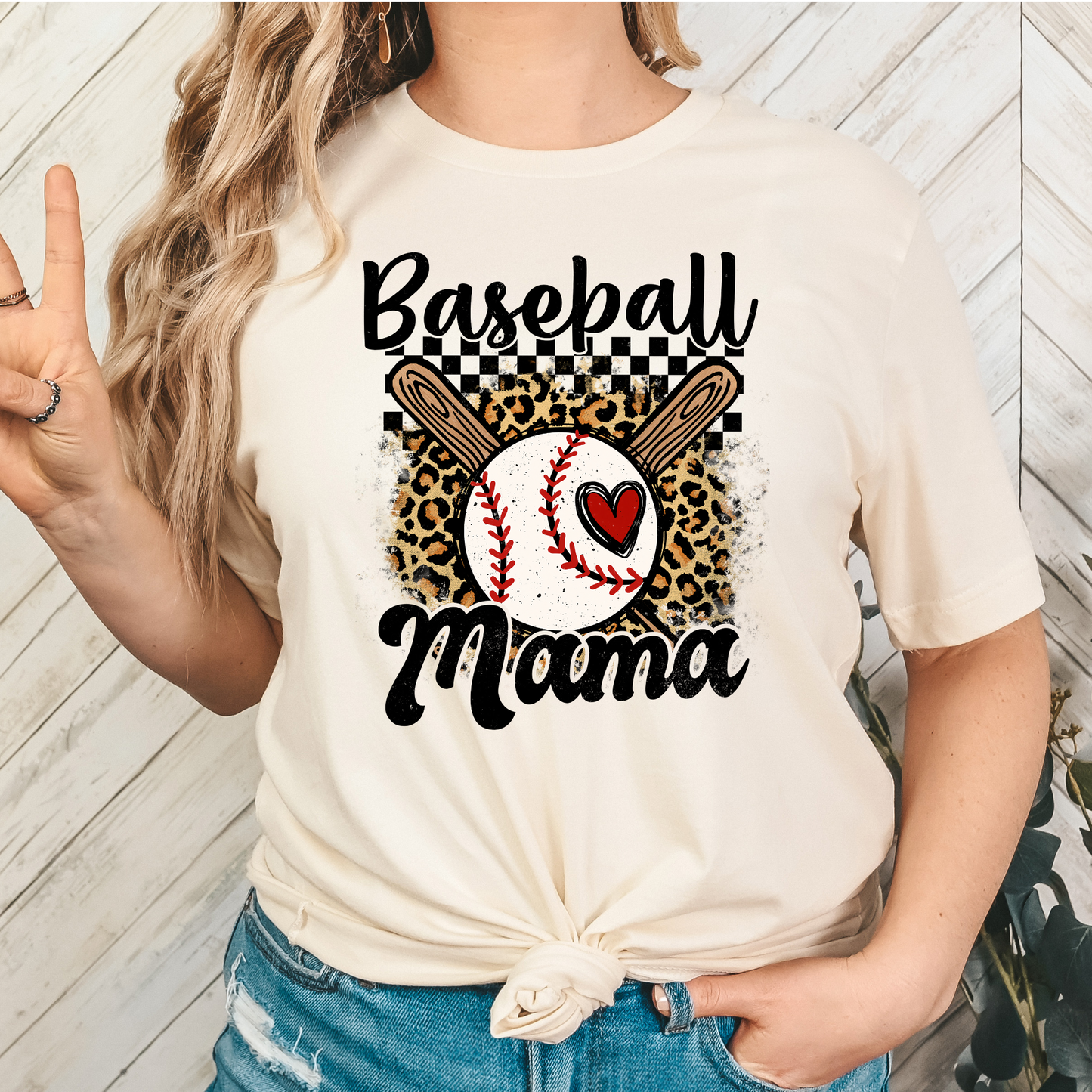 Baseball Mama (Leopard Bat/Ball) Full Color DTF Transfer