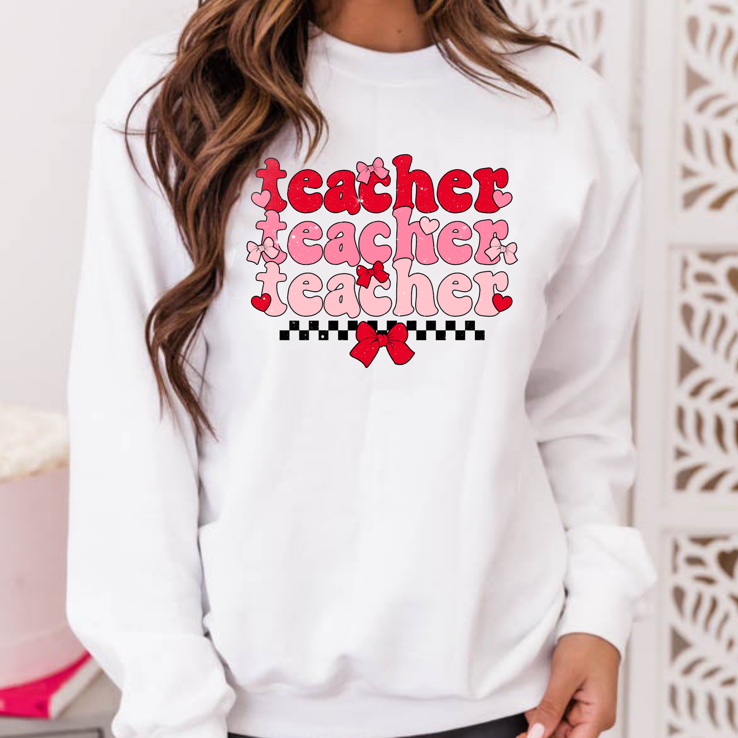 Teacher Valentine (Bows) Full Color DTF Transfer