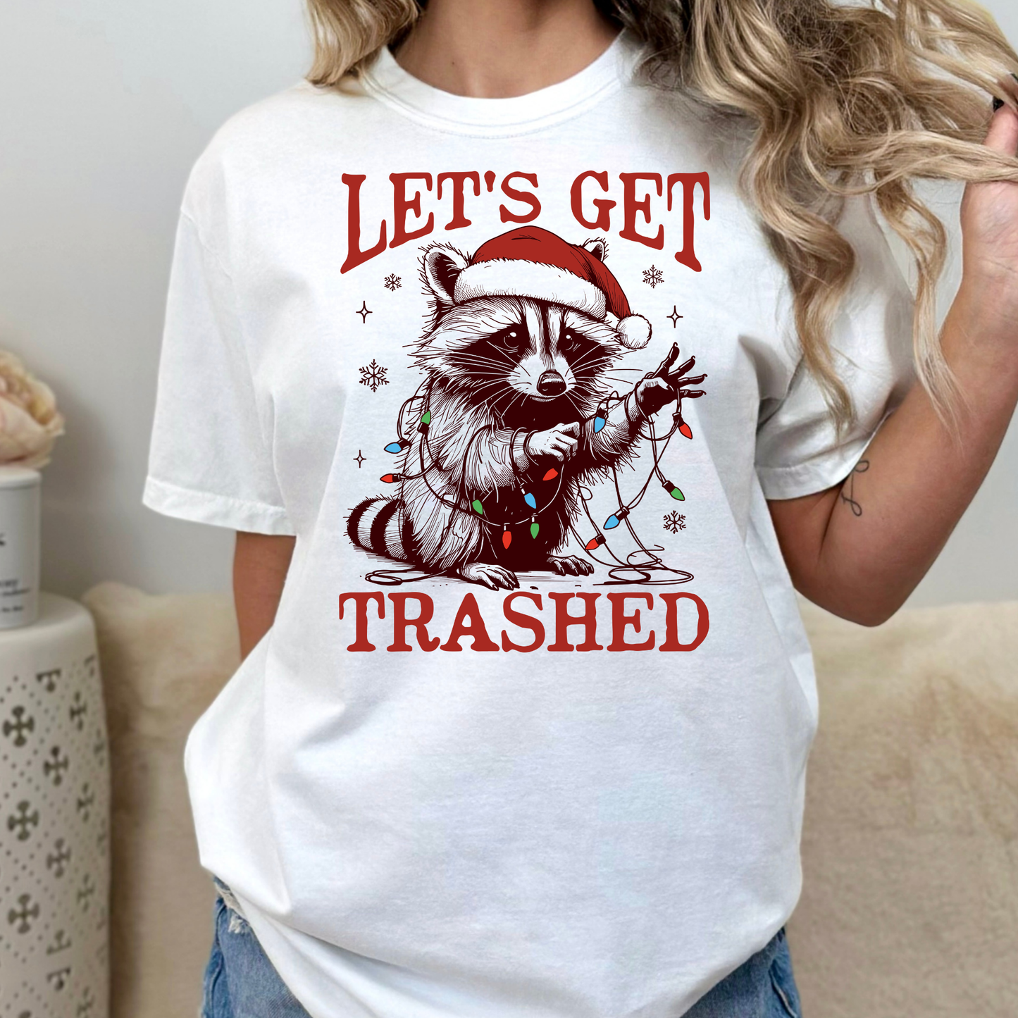 Lets Get Trashed Raccoon Full Color DTF Transfer