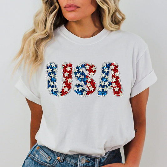 USA (Faux Sequin) Full Color DTF Transfer