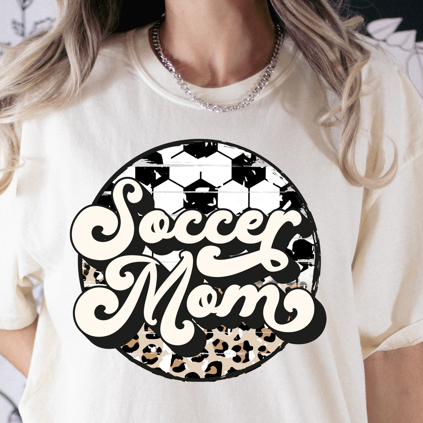 Soccer Mom Leopard Circle Full Color DTF Transfer