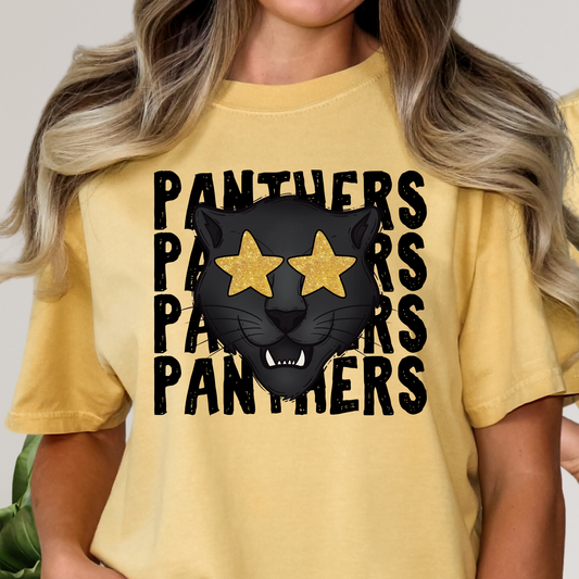 Panthers (Black Panther w/Gold Star Eyes) Full Color DTF Transfer