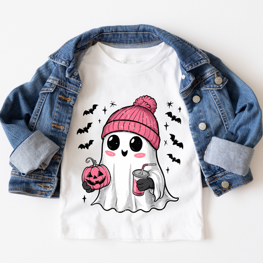 Ghosts w/ Pink Pumpkin and Drink Full Color DTF Transfer