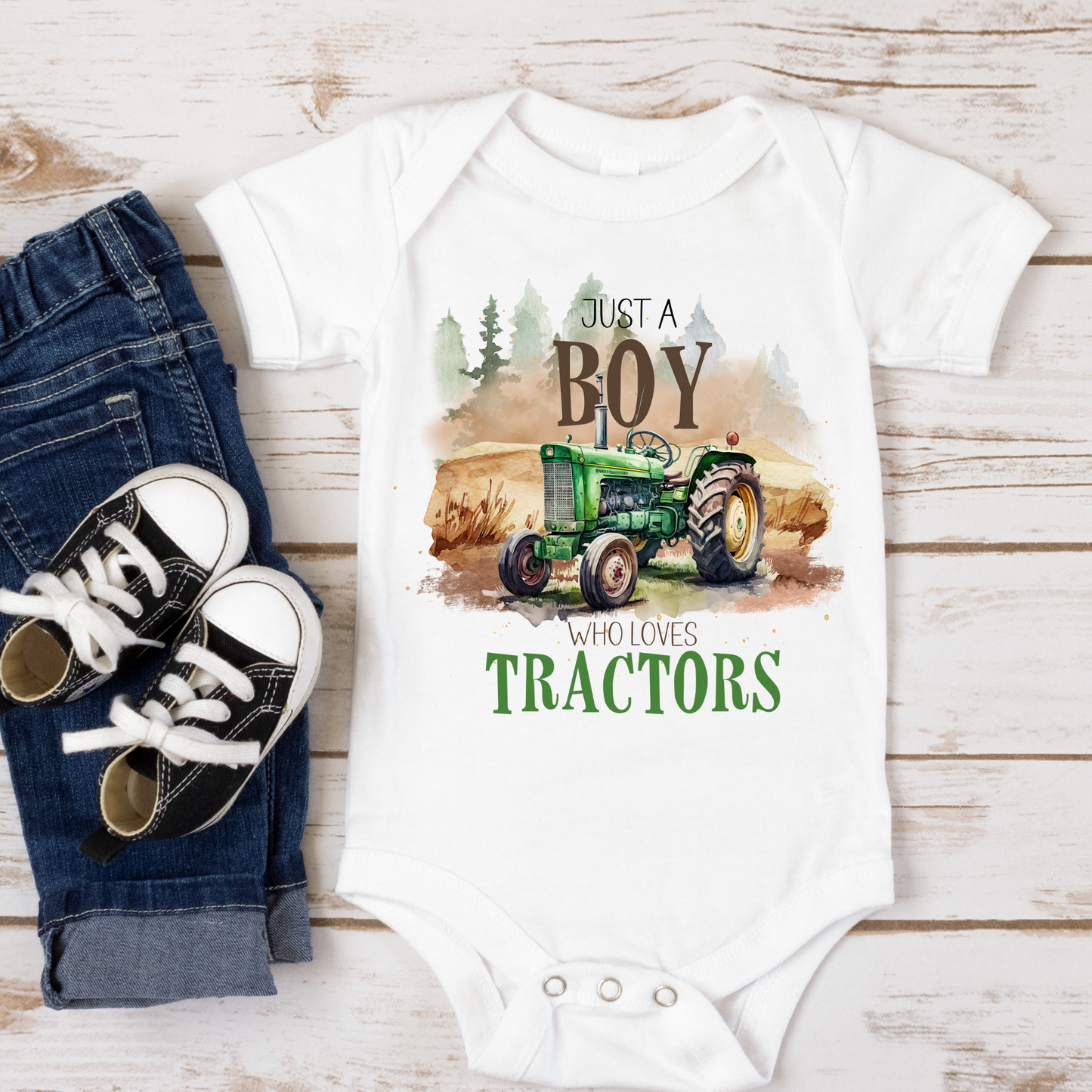 Just A Boy Who Loves Tractors Full Color DTF Transfer