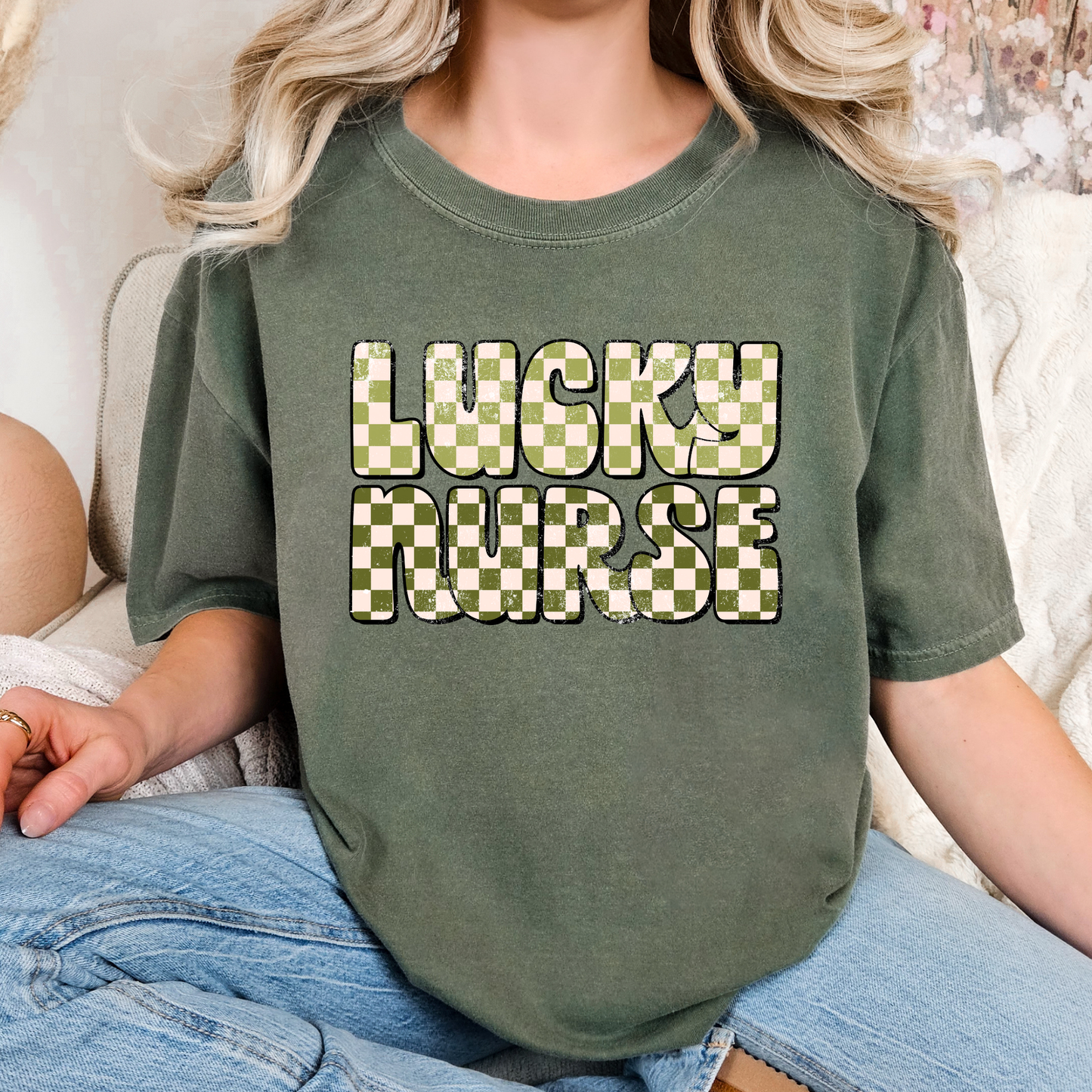 Lucky Nurse (Checkered) Full Color DTF Transfer