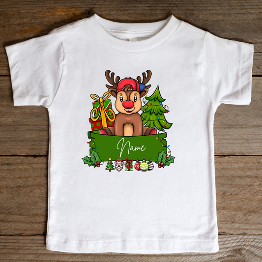 Boy Reindeer Personalized w/Name Full Color DTF Transfers