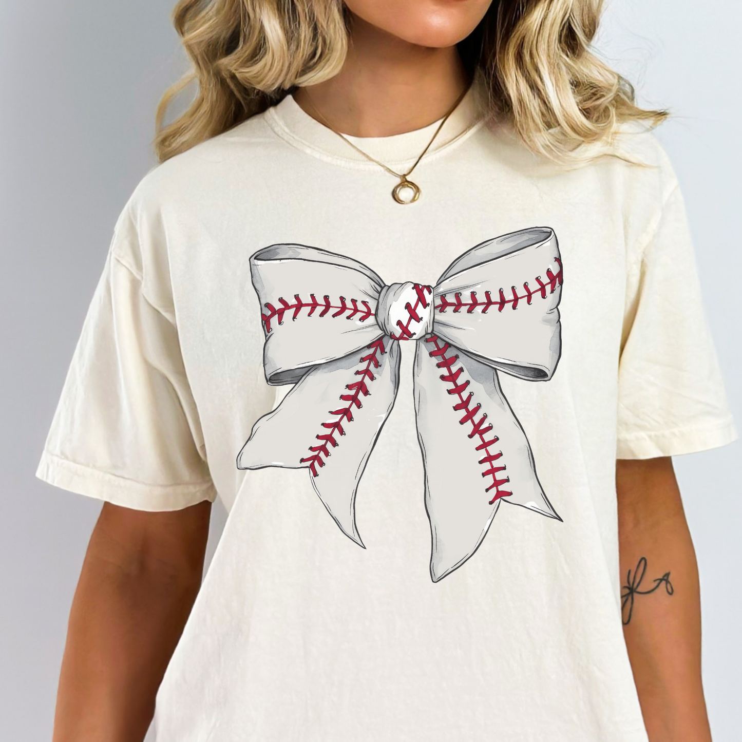Baseball Bow Full Color DTF Transfer