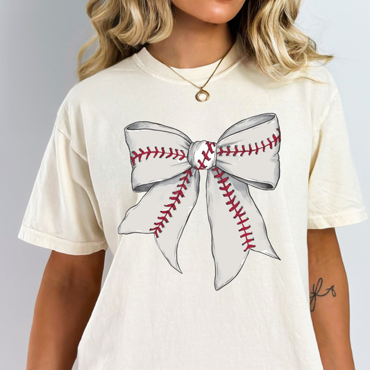 Baseball Bow Full Color DTF Transfer