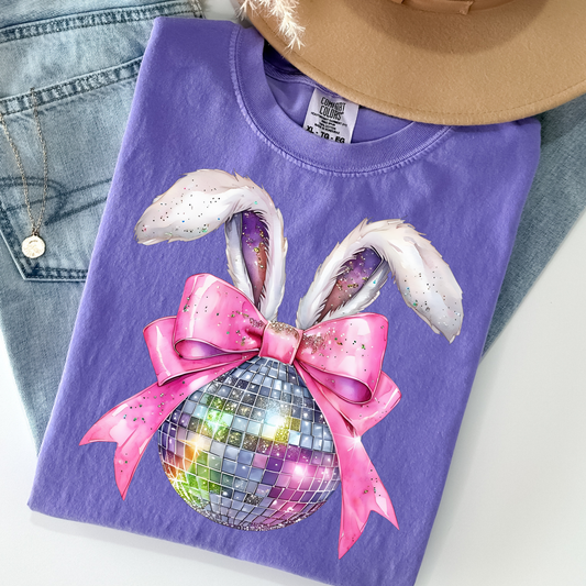 Easter Disco Ball w/Bunny Ears Full Color DTF Transfer