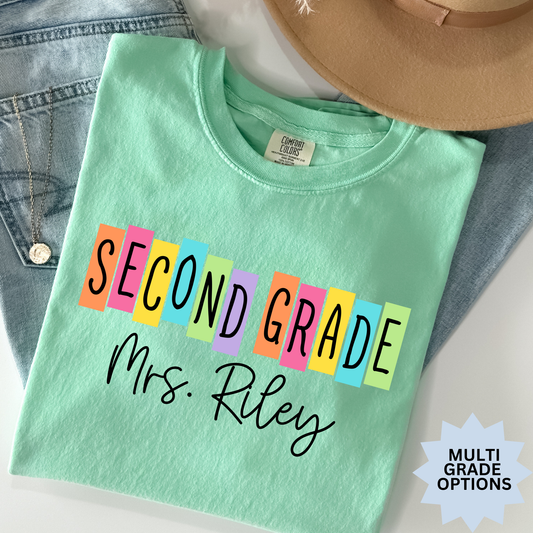 Grade Sign w/ Personalized Teacher Name Full Color DTF Transfer