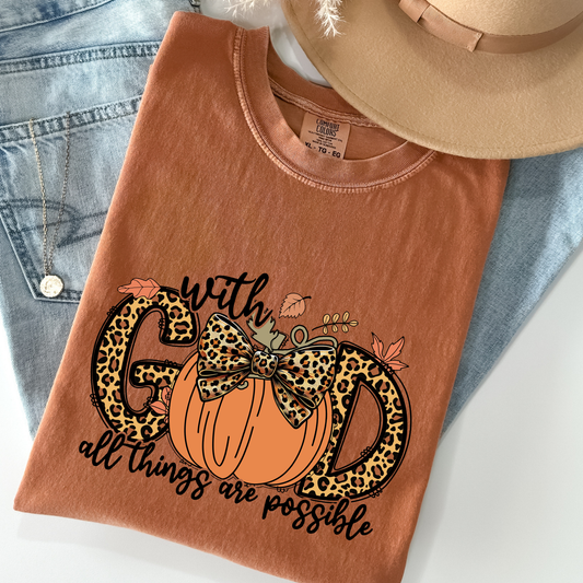 With God All things Are Possible (Pumpkin) Full Color DTF Transfer