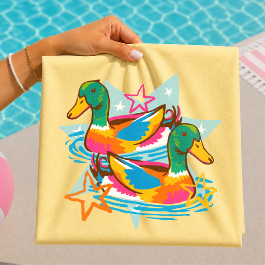Colorful Ducks/Stars Full Color DTF Transfer