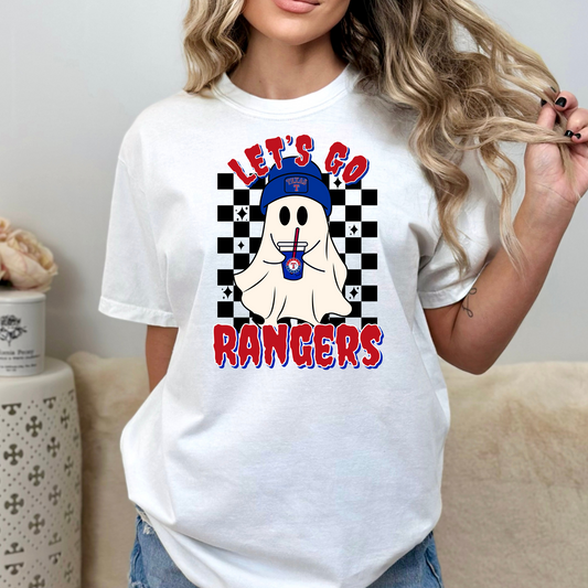 Lets Go Rangers Ghost (Checkered Background) Full Color DTF Transfer
