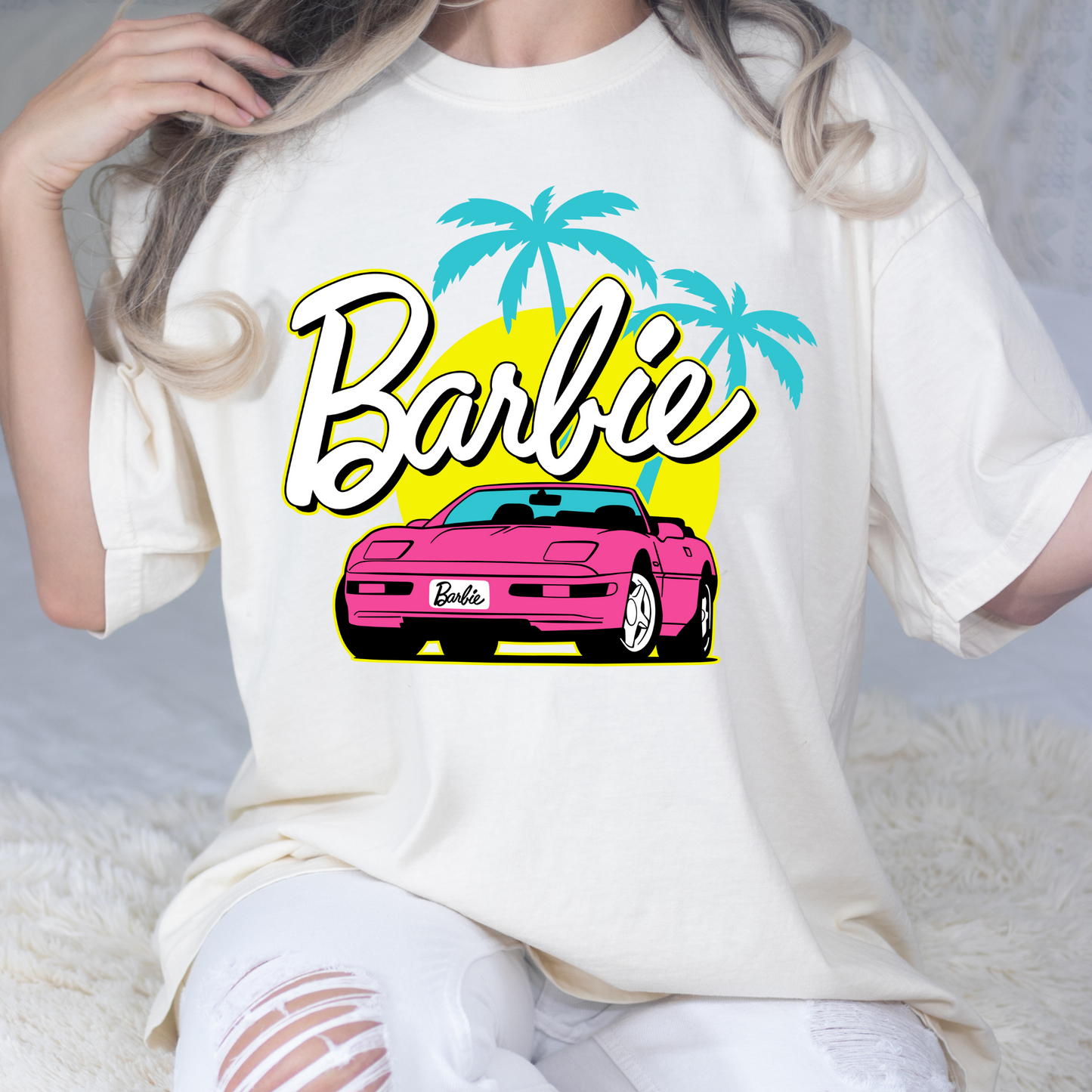 Barbie Car (w/Palm Trees) Full Color DTF Transfers