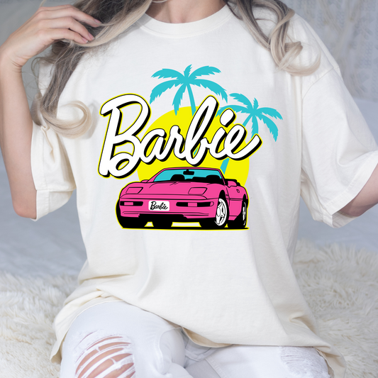 Barbie Car (w/Palm Trees) Full Color DTF Transfers