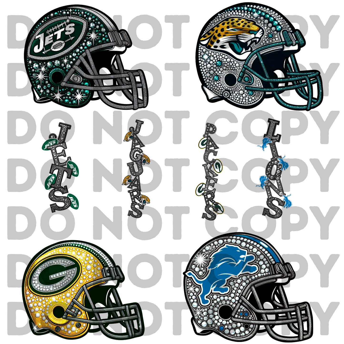 Helmet Sports Team(ALL TEAMS) Faux Rhinestone Helmet Full Color DTF Transfer