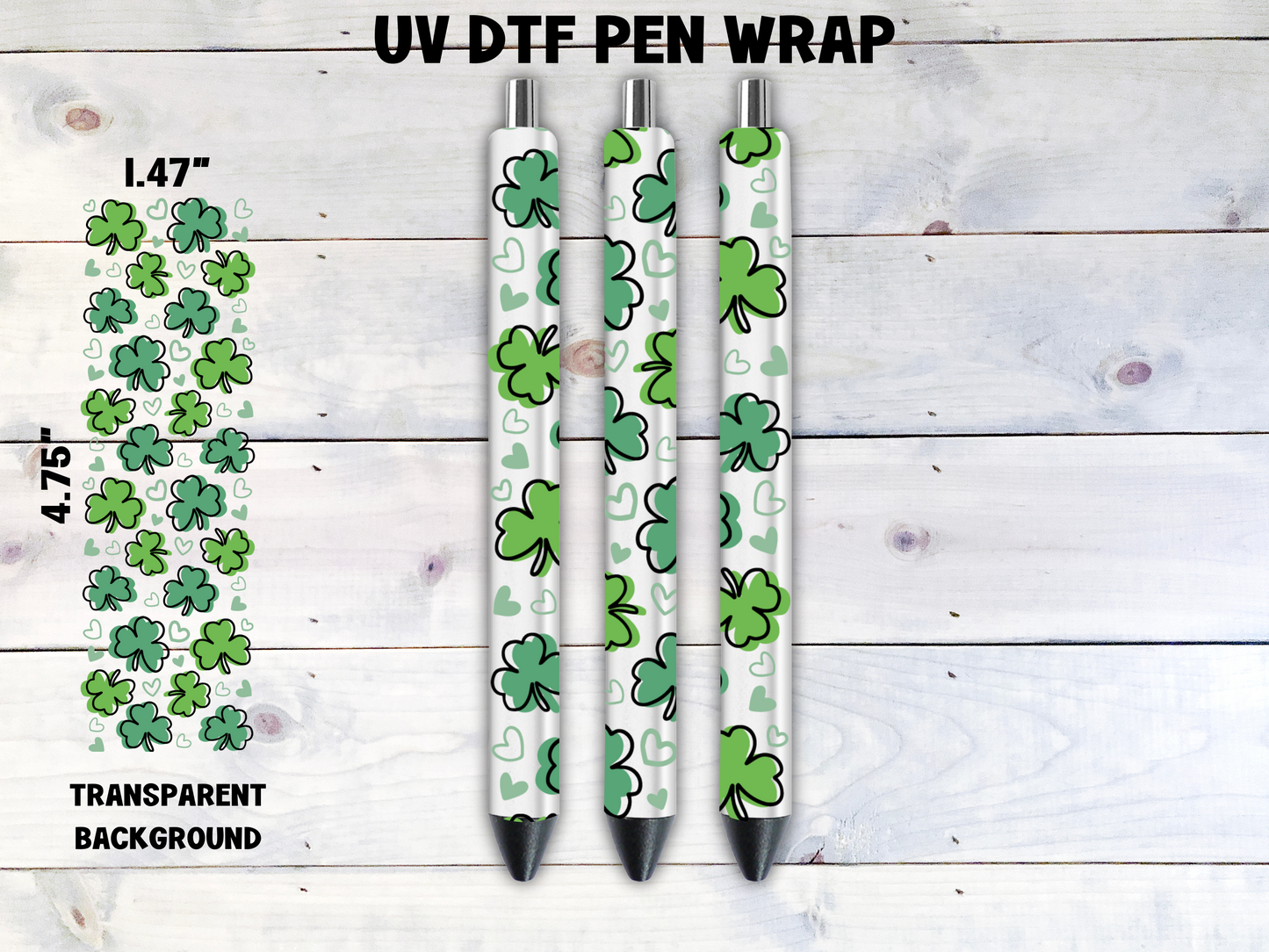 Clovers & Hearts UV DTF Pen Wrap Transfer