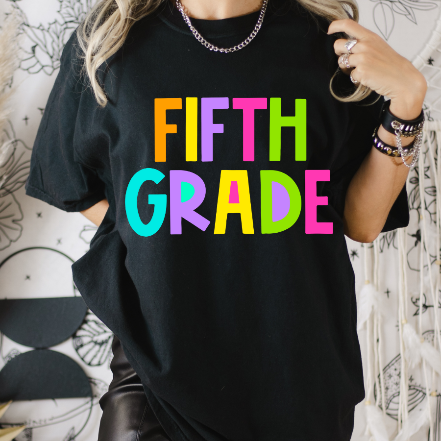 Grade School (MULTI GRADE OPTIONS) Neon Alpha Full Color DTF Transfer