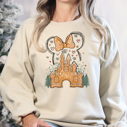 Mouse Gingerbread Castle Full Color DTF Transfer