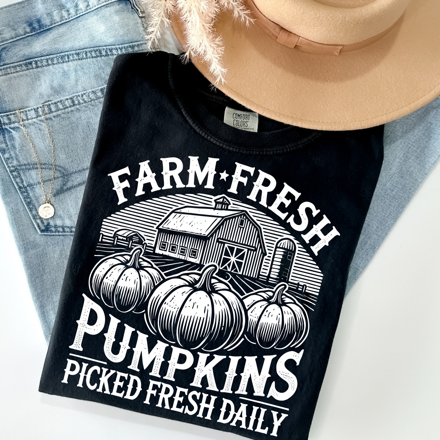 Farm Fresh Pumpkin Picked Fresh Daily Full Color DTF Transfer