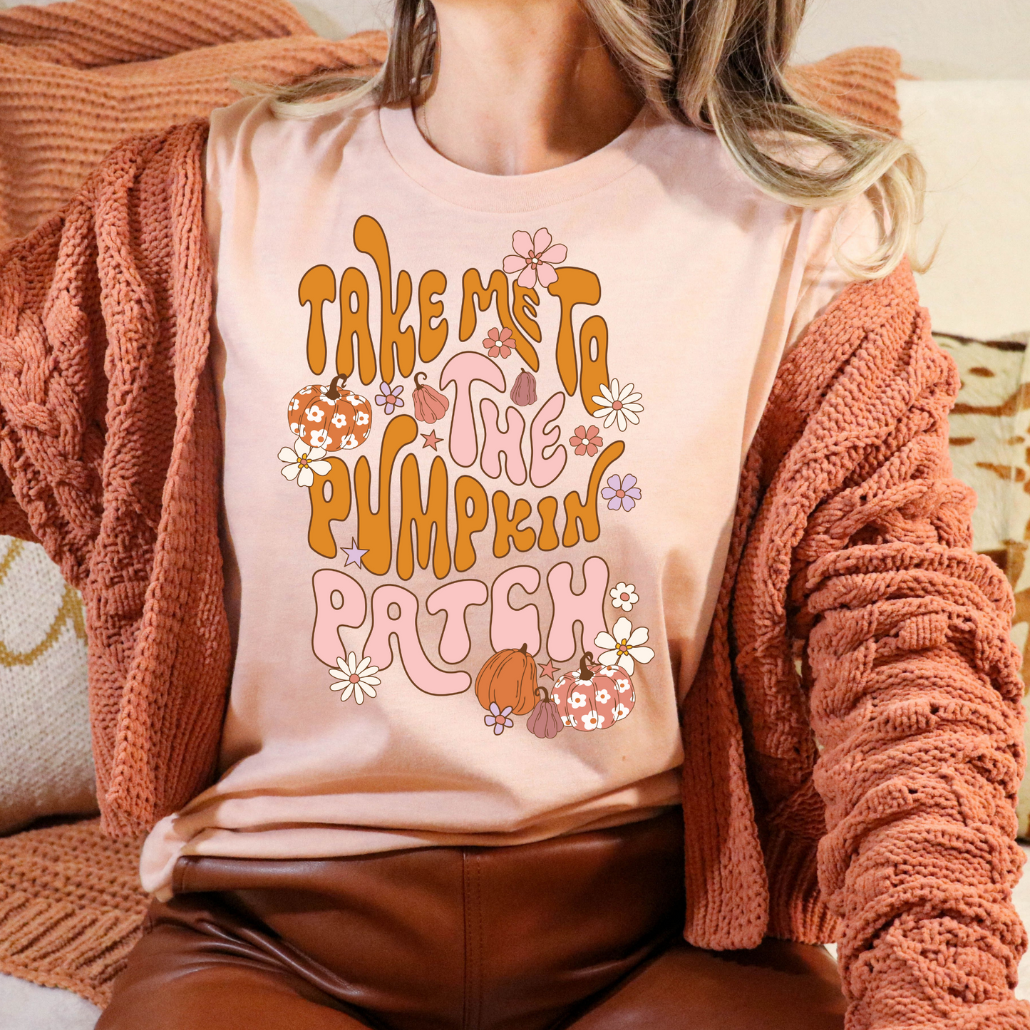 Take Me To The Pumpkin Patch (Floral/Pumpkins) Full Color DTF Transfer