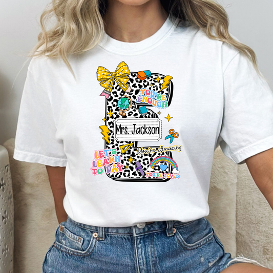 Personalized Leopard School Theme Letters Full Color DTF Transfer