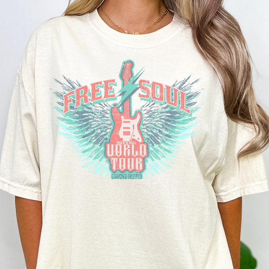 Free Soul Rock and Roll World Tour Full Color DTF Transfer