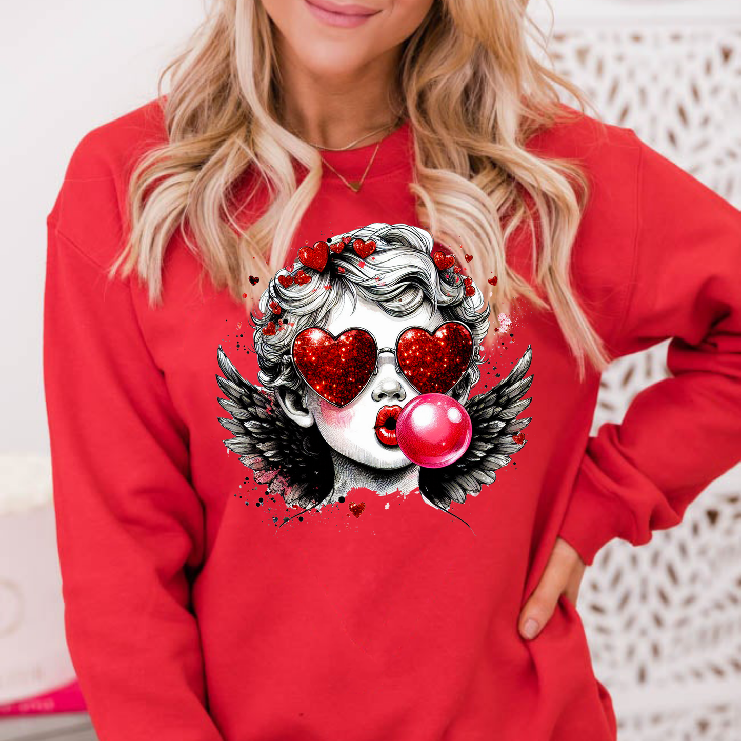 Cupid (Red Glasses) Blowing Bubble Full Color DTF Transfer