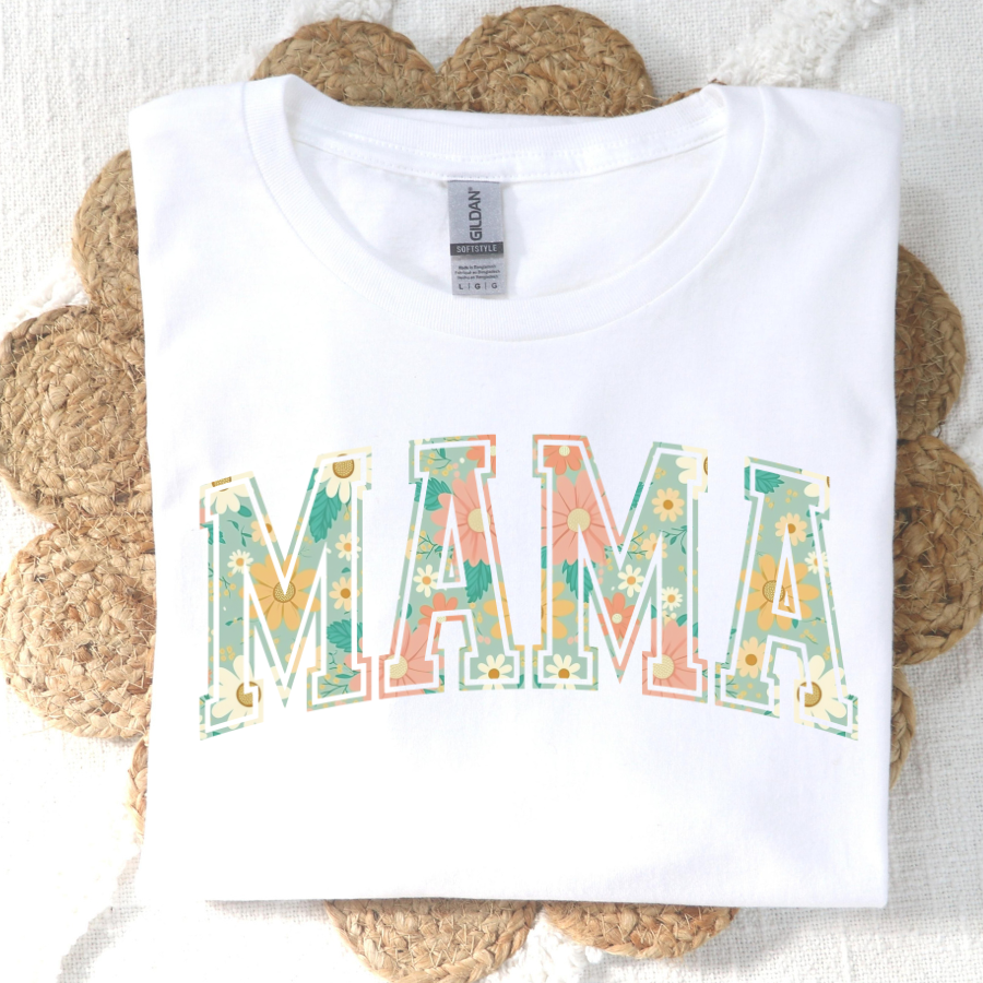 Mama Floral (Green Background) Full Color DTF Transfer