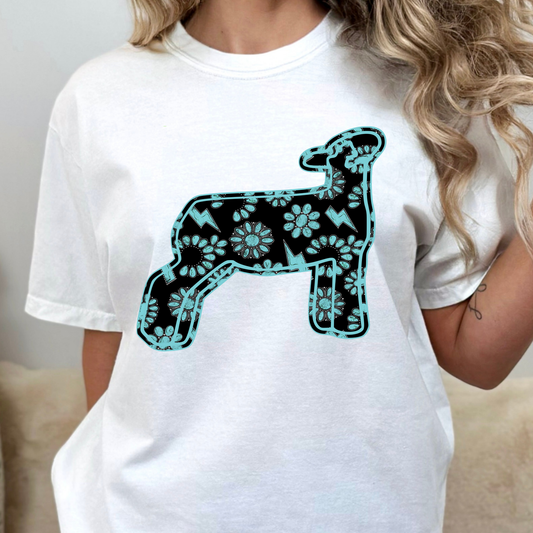 Turquoise Lamb Full Color DTF Transfer