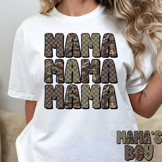Camo Checkered Mama (Mama's Boy Option) Full Color DTF Transfer
